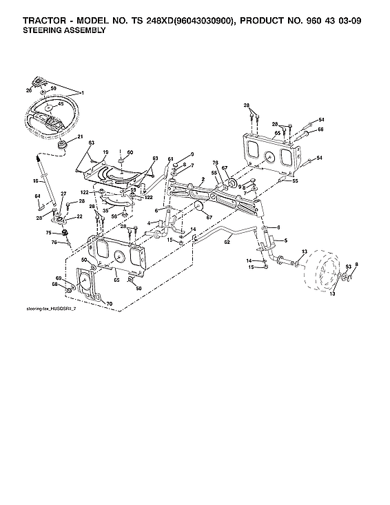Husqvarna 96043030900 steering assy diagram