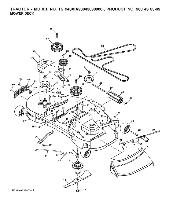 Husqvarna 96043030900 mower deck diagram