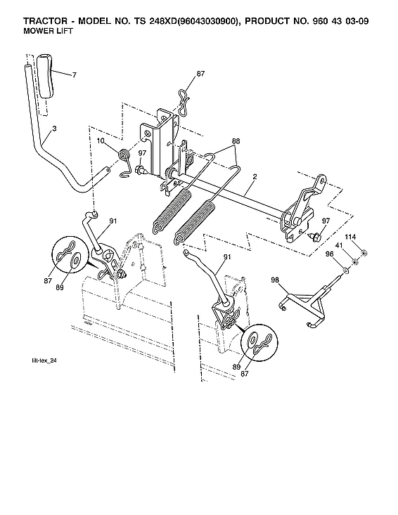 Husqvarna 96043030900 mower lift diagram