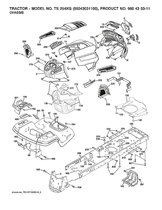Husqvarna 96043031100 chassis diagram