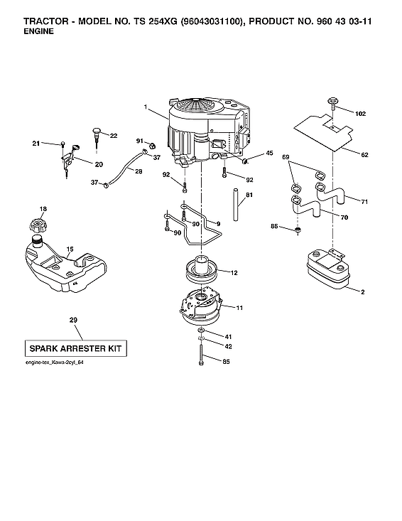 Husqvarna 96043031100 engine diagram