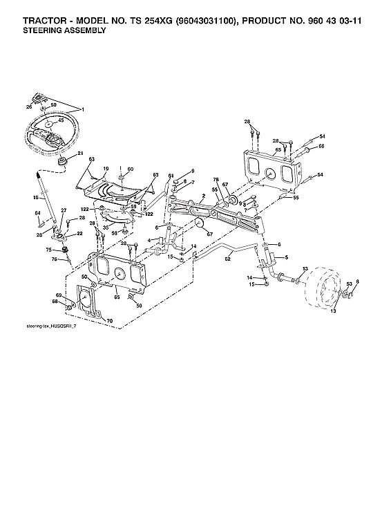 Husqvarna 96043031100 steering assy diagram