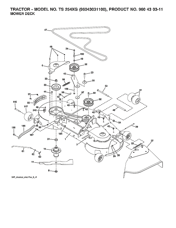 Husqvarna 96043031100 mower deck diagram