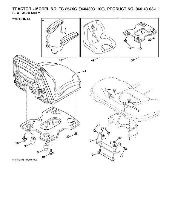 Husqvarna 96043031100 seat assy diagram