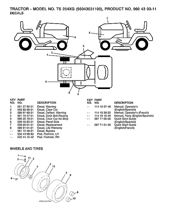 Husqvarna 96043031100 wheels diagram
