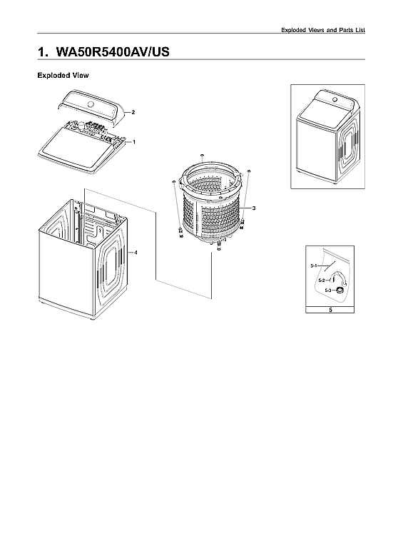Samsung WA50R5400AV/US-00 main assy diagram