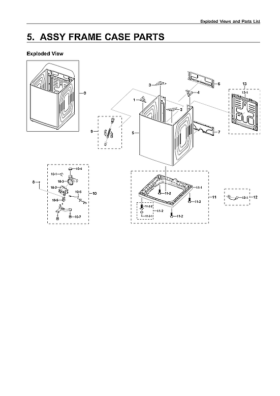 Samsung WA50R5400AV/US-00 frame case assy diagram