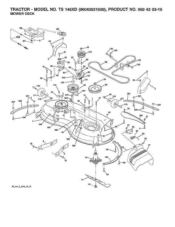 Husqvarna TS146XD-96043031600 mower deck diagram