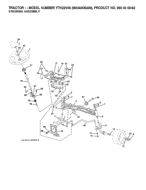 Husqvarna 96045006200 steering assy diagram