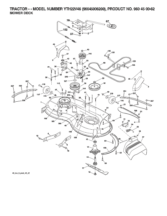 Husqvarna 96045006200 mower deck diagram
