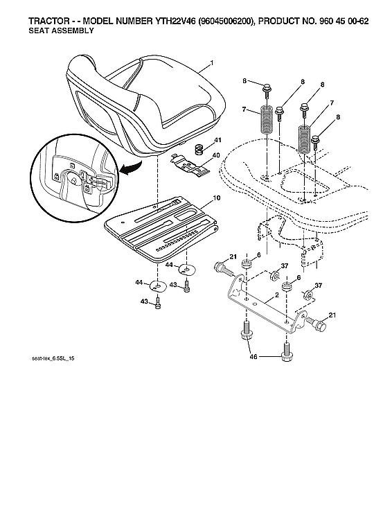 Husqvarna 96045006200 seat assy diagram