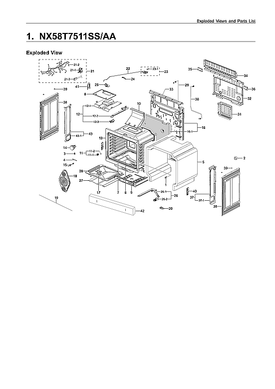 Samsung NX58T7511SS/AA-00 main assy diagram