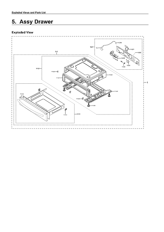 Samsung NX58T7511SS/AA-00 drawer assy diagram