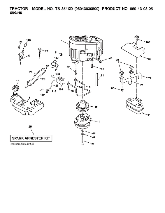 Husqvarna 96043030500 engine diagram