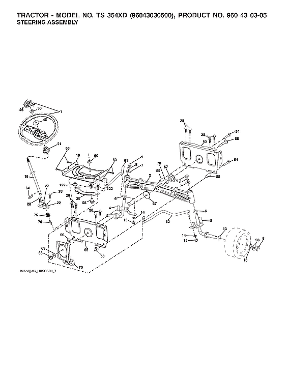 Husqvarna 96043030500 steering assy diagram