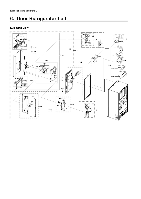 Samsung RF22R7351DT/AA-00 left refrigerator door diagram