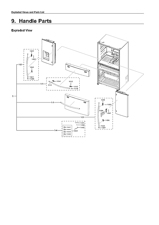 Samsung RF22R7351DT/AA-00 handle parts diagram