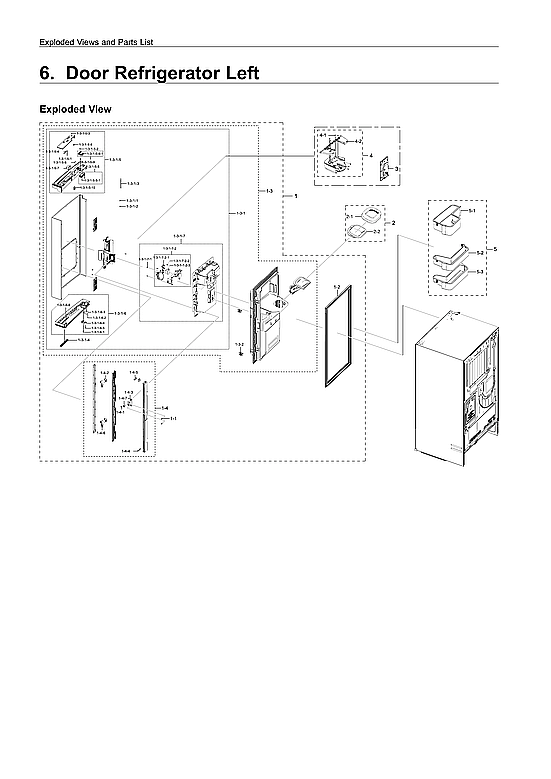 Samsung RF28R7201SR/AA-00 left refrigerator door parts diagram