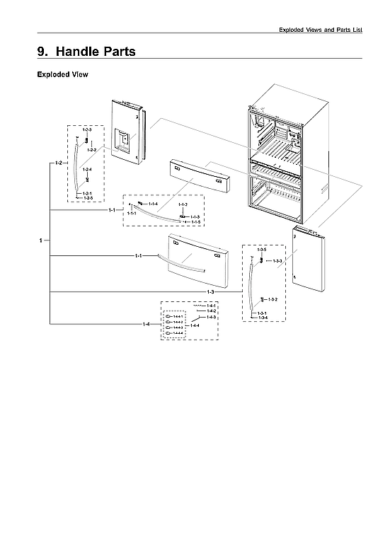 Samsung RF28R7201SR/AA-00 handle parts diagram