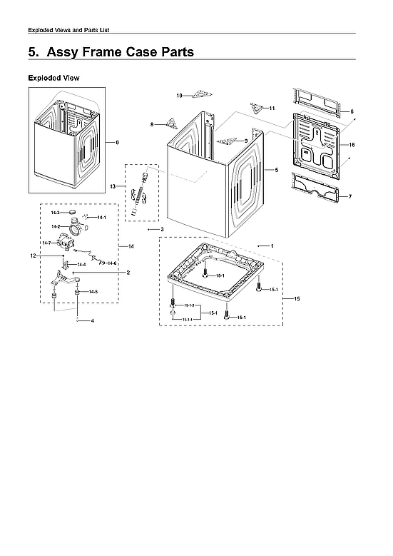 Samsung WA54R7600AC/US-00 frame case assy parts diagram