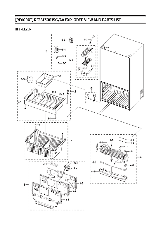 Samsung RF28T5001SG/AA-00 freezer parts diagram
