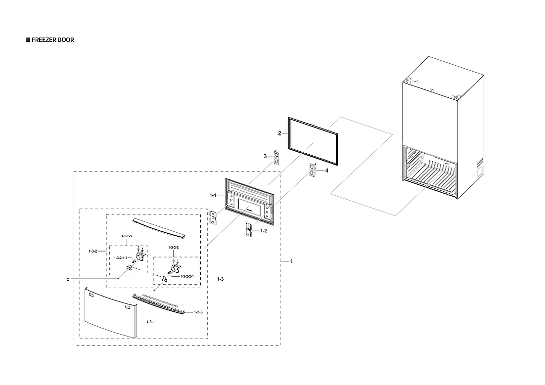 Samsung RF28T5001WW/AA-00 freezer door parts diagram