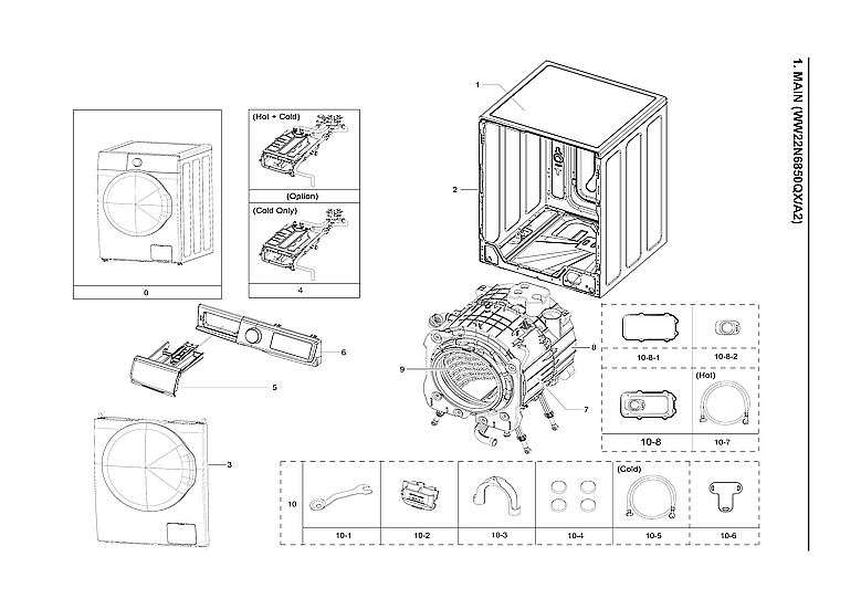 Samsung WW22N6850QX/A2-00 main unit parts diagram