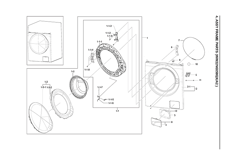 Samsung WW22N6850QX/A2-00 frame parts diagram