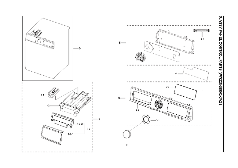 Samsung WW22N6850QX/A2-00 control panel parts diagram