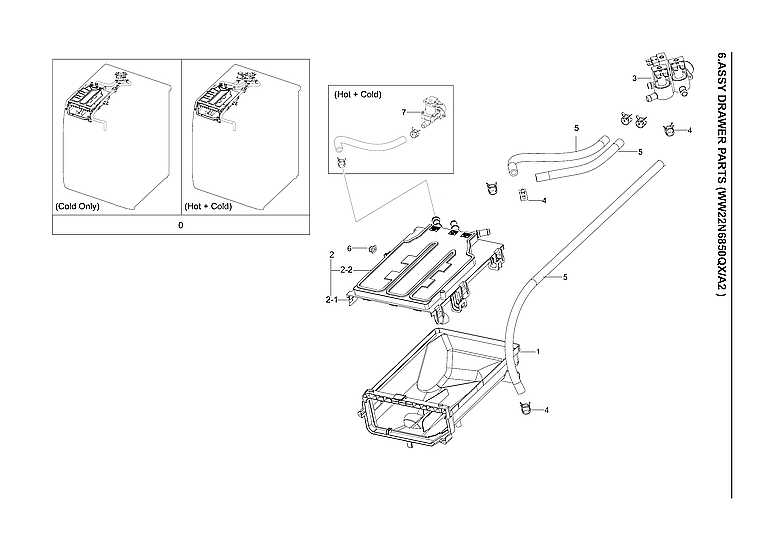 Samsung WW22N6850QX/A2-00 drawer parts diagram