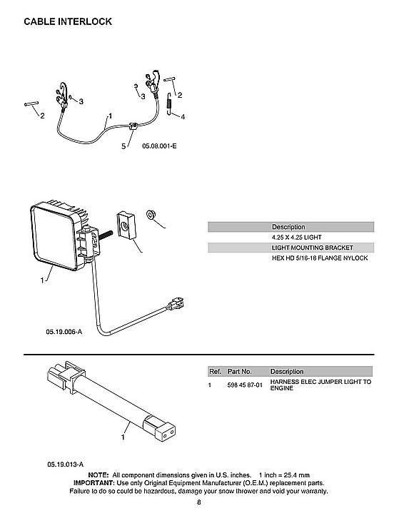 Husqvarna ST224-970528602 cable interlock diagram