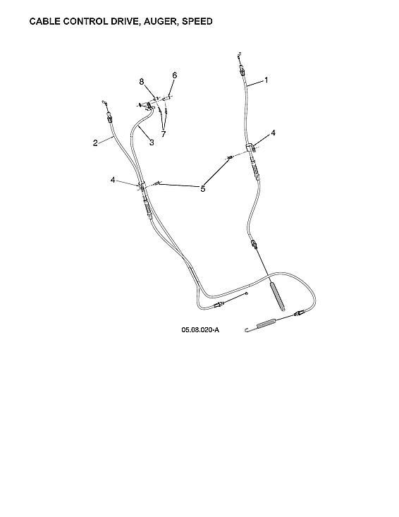 Husqvarna ST224-970528602 cable control drive, auger, speed diagram