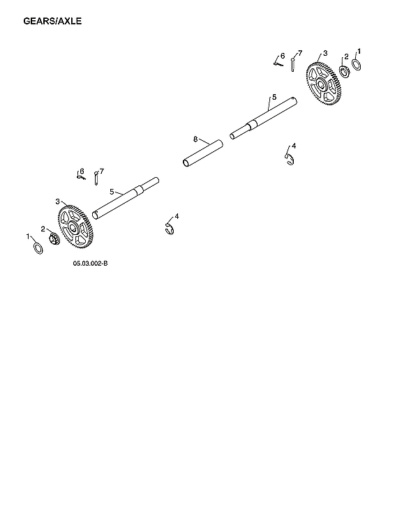 Husqvarna ST224-970528602 gears/axle diagram