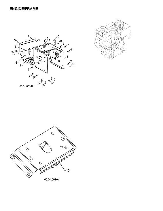 Husqvarna ST224-970528602 engine/frame diagram