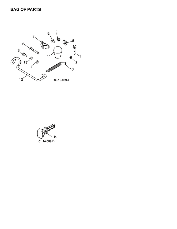 Husqvarna ST224-970528602 bag of parts diagram