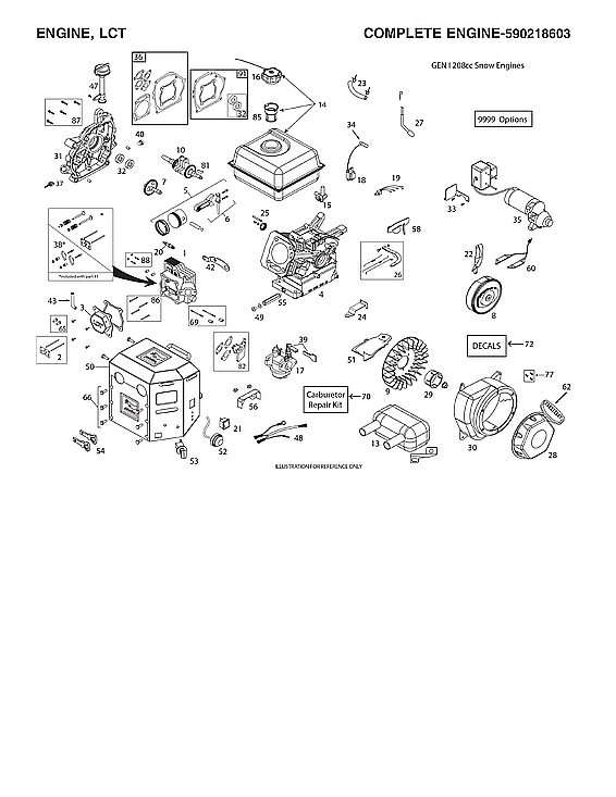 Husqvarna ST224-970528602 engine, lct diagram