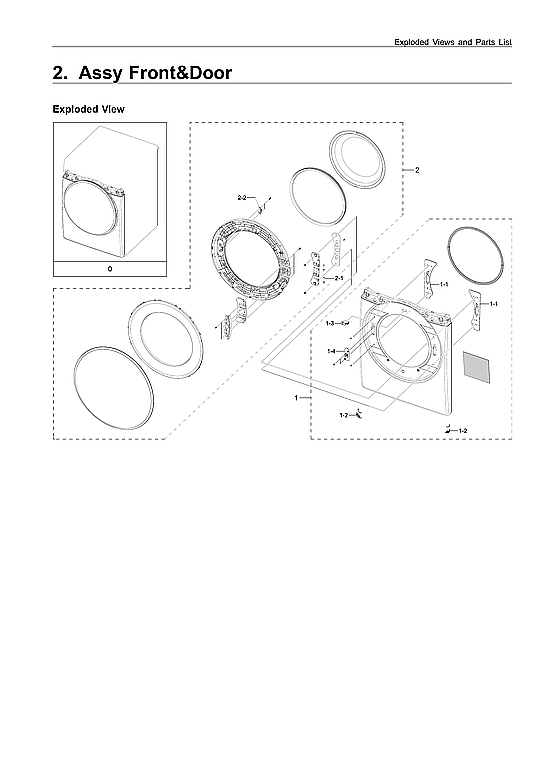 Samsung DVE45R6100P/A3-00 front & door parts diagram