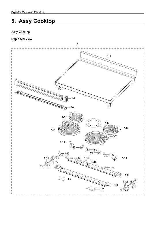Samsung NE63A6311SS/AA-00 cooktop assy diagram