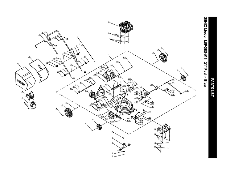 Senix LSPGBS-M1 lawn mower diagram