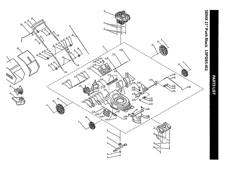 Senix LSPGBS-M2 lawn mower diagram