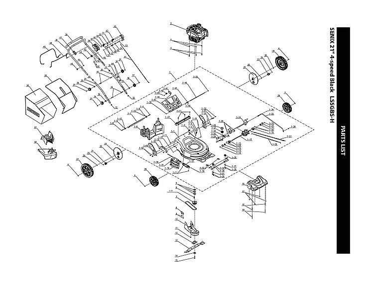 Senix LSSGBS-H lawn mower diagram