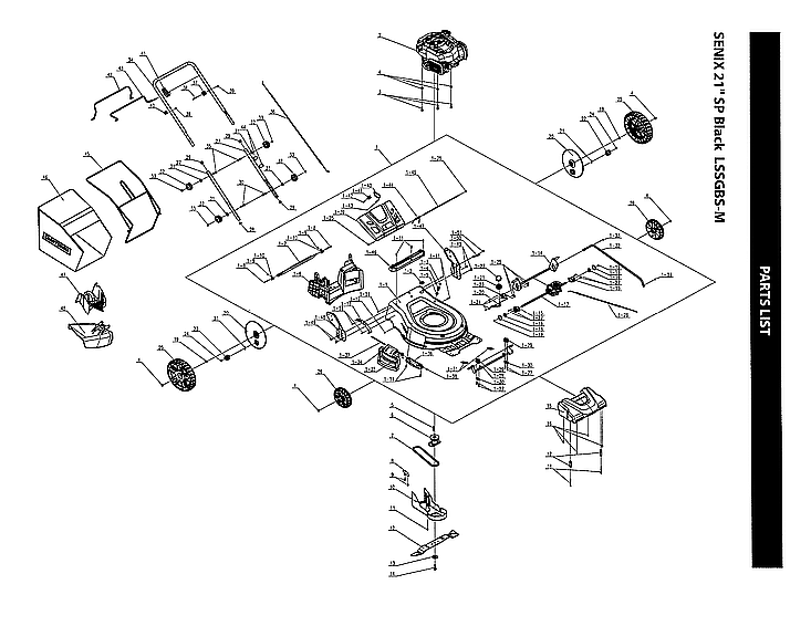 Senix LSSGBS-M lawn mower diagram