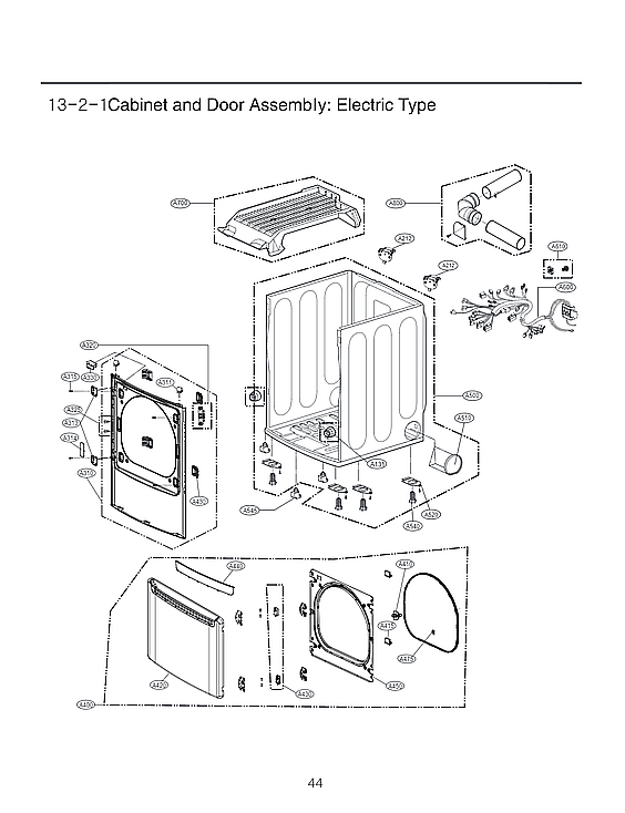 LG DLE7000W/00 cabinet & door assy: electric diagram