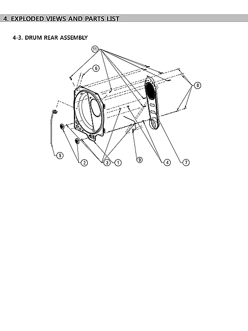 Kenmore 11169142120 drum rear assy diagram