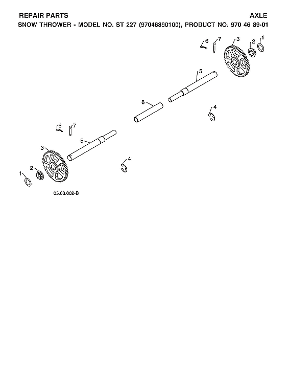 Husqvarna ST227-970528702 axle diagram