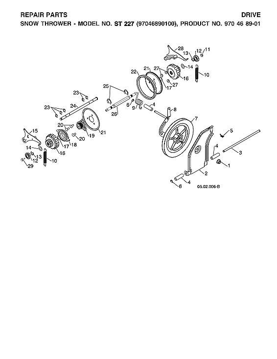 Husqvarna ST227-970528702 drive diagram