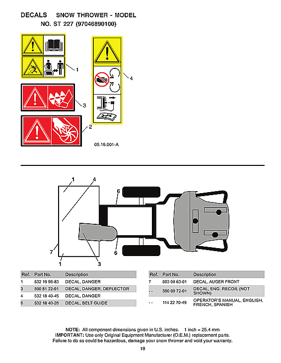 Husqvarna ST227-970528702 decals diagram