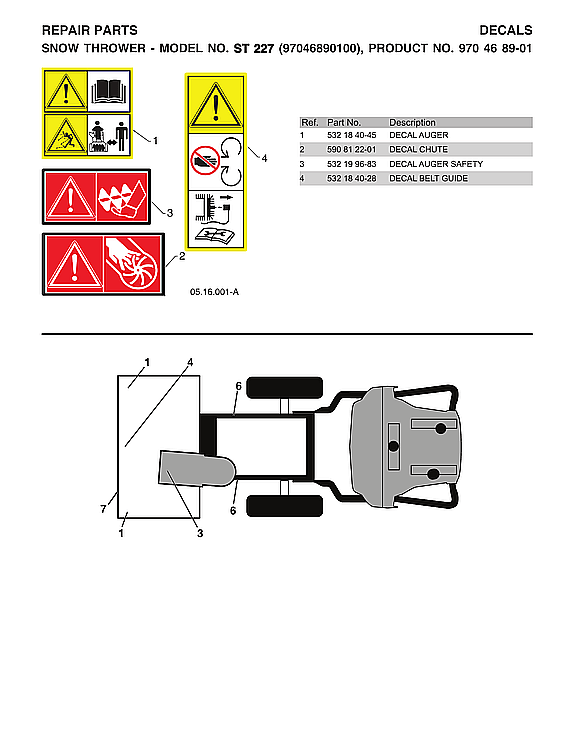 Husqvarna ST227-970528702 decals diagram