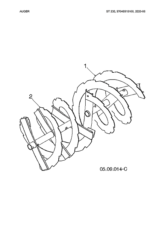Husqvarna ST230-97046910100 auger diagram