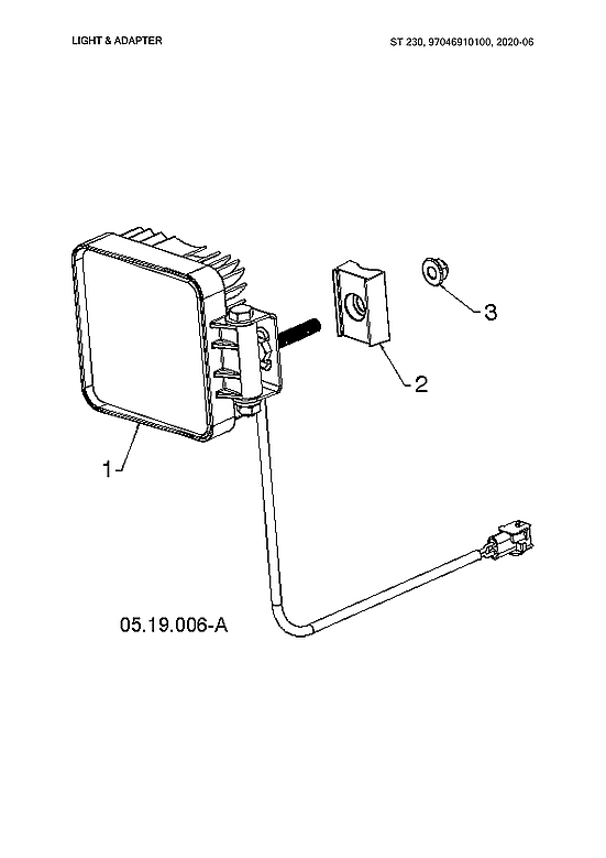 Husqvarna ST230-97046910100 light & adapter diagram